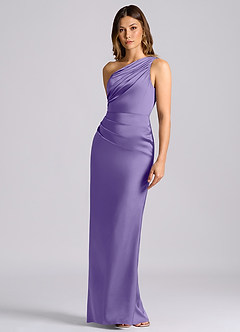 Azazie Akilah Bridesmaid Dresses Tahiti Mermaid One Shoulder Stretch Satin Dress image6