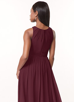 Azazie Harper Bridesmaid Dresses Cabernet A-Line Pleated Chiffon Dress image4