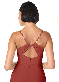 Azazie Blink Final Sale Vintage Mauve Sheath V-Neck Chiffon Dress image5