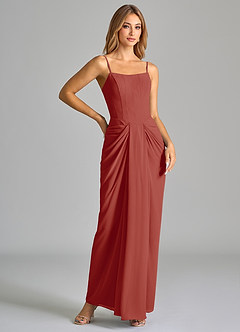 Azazie Anaïs Bridesmaid Dresses Terracotta Sheath Strapless Chiffon Dress image6