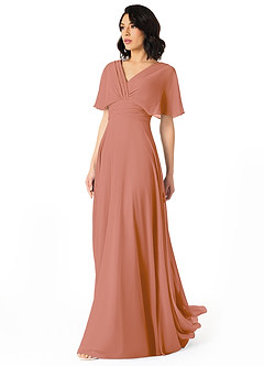 Azazie Pamela Bridesmaid Dresses MAI TAI A-Line V-Neck Pleated Chiffon Dress image3