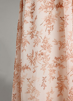 Azazie Chanel Bridesmaid Dresses Pink Fern Floral A-Line Pleated Chiffon Dress image7