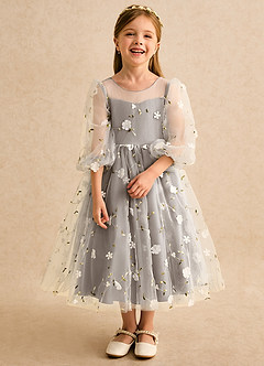 Azazie Elowen Flower Girl Dresses Taupe A-Line Sweetheart Neckline Lace Dress image5