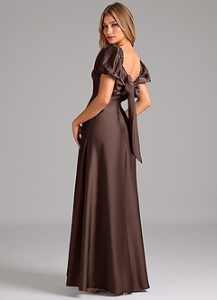 Azazie Fatima Bridesmaid Dresses Ganache A-Line Sweetheart Neckline Stretch Satin Dress image2