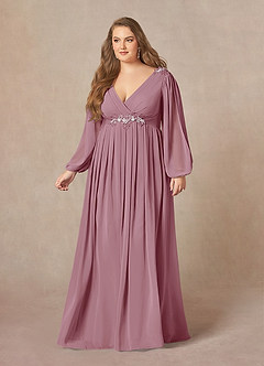 Azazie Gypsy Mother of the Bride Dresses Vintage Mauve A-Line V-Neck Sequins Chiffon Dress image7