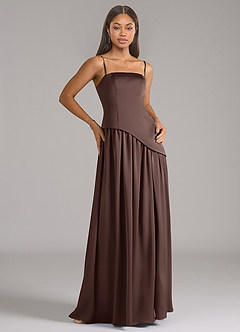 Azazie Adeline Bridesmaid Dresses Ganache A-Line Strapless Stretch Satin Convertible Dress image7