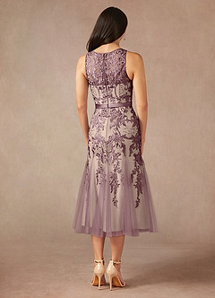 Azazie Herrin vestidos de madre de la novia Vestido de Rosa Grisáceo  Champán de Encaje de Sirena image6