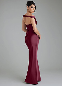 Azazie Stella Bridesmaid Dresses Mulberry Sheath Corset Stretch Satin Convertible Dress image2