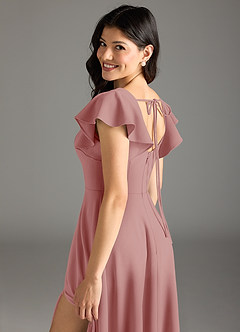 Azazie Bondi Bridesmaid Dresses Dusty Rose A-Line Ruched Stretch Crepe Dress image7