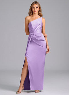 Azazie Naria Brautjungfernkleider Etui One-Shoulder Stretch-Satin Kleid Flieder image3