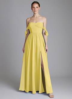 Azazie Ayanna Final Sale Canary A-Line Off the Shoulder Chiffon Dress image1