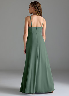 Azazie Moira Junior Agave A-Line with Pockets Chiffon Dress image5