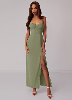 Barbie ♥ Azazie Bridesmaid Dresses Pistachio Sheath Corset Chiffon Dress image1