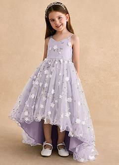 Azazie Celia vestidos de niña de las flores Vestido Lila Esmerilada de Tul de Línea A con Tirantes finos image5