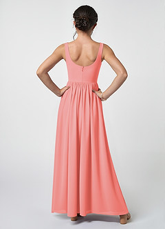 Azazie Keyla Junior Coral A-Line Pleated Chiffon Dress image2