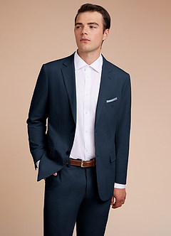 front Miles Bleu Marin veste de costume en seersucker