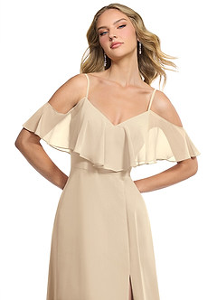 Azazie Jean Bridesmaid Dresses Champagne A-Line Chiffon Convertible Dress image6