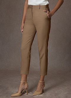 Victoria Truffle Refined Weave Cropped Dress Pants
