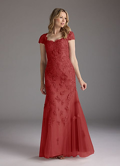 Azazie Marbella Mother of the Bride Dresses Rust Mermaid Queen Anne Sequins Lace Dress image1