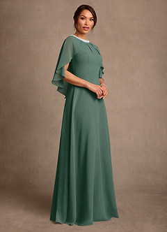 Azazie Winnifred Abiti per la Madre della Sposa Abito A-Line in Chiffon Perline Muschio Marino image2
