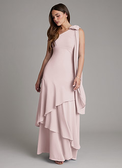 Azazie Monique Brautjungfernkleider A-Linie One-Shoulder Chiffon Kleid Zartrosa image6