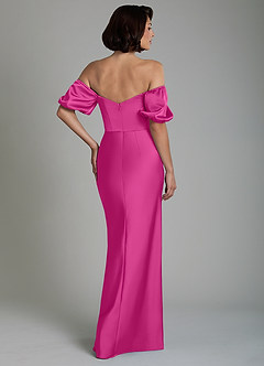 Azazie Lea Bridesmaid Dresses Fuchsia Mermaid Off the Shoulder Stretch Satin Convertible Dress image6