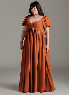 Azazie Madisynn Maternity Bridesmaid Dresses Bow Chiffon Floor-Length Dress image12