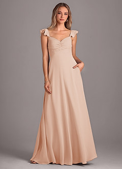 Azazie Kaylyn Robes de demoiselle d'honneur Robe Trapèze en Mousseline de soie Rayé Rose Perle image4