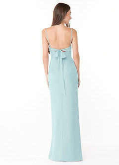 Azazie Mai Bridesmaid Dresses Sea Glass Sheath Pleated Chiffon Dress image2