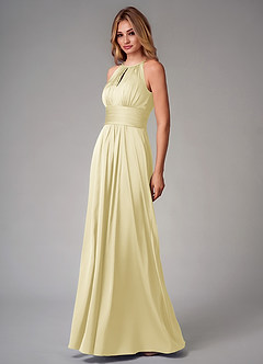 Azazie Bonnie Abiti da Damigella Abito A-Line in Raso Elasticizzato Plissettato Sorbetto Al Limone image3