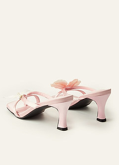 front Romantic 3D Orchid Kitten Heel Thong Mules