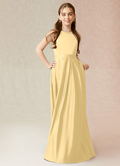 Azazie Arianthe Junior Butter A-Line with Pockets Stretch Satin Dress image4