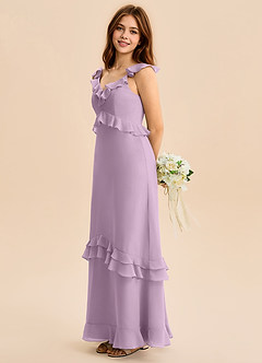 Azazie Tavie Junior Wisteria A-Line Ruched Chiffon Dress image6