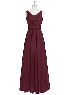 Azazie Pierrette Brautjungfernkleider A-Linie Plissee Chiffon Kleid Cabernetrot image7