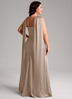 Azazie Kinsley Bridesmaid Dresses Taupe Mermaid Side Slit Stretch Satin Dress image8