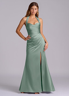 Azazie Destiny At-home Try On Dresses Sangria Mermaid Sweetheart Neckline Stretch Satin Dress image6