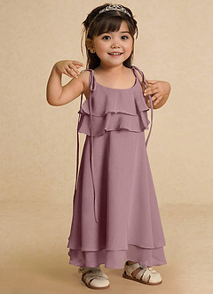 Azazie Temi Flower Girl Dresses Dusty Rose A-Line Spaghetti Strap Chiffon Dress image7