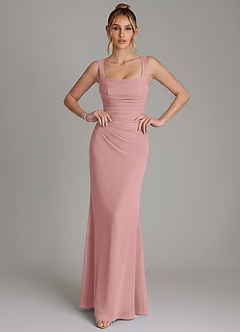 Azazie Agustina Bridesmaid Dresses Dusty Rose Mermaid Corset Chiffon Dress image3
