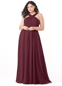 Azazie Dixie Jurken voor bruidsmeisjes Jurk van Chiffon met A-Lijn Houder Gevouwen Cabernet image7