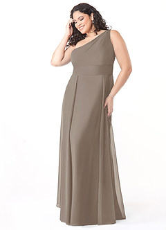 Azazie Dallas Jurken voor bruidsmeisjes Jurk van Chiffon met A-Lijn One-Shoulder Taupe image8