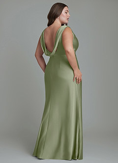 Azazie Kieryn Bridesmaid Dresses Pistachio Mermaid Pleated Stretch Satin Dress image8