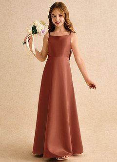 Azazie Joella Girls Formal Flower Girl Klänningar Klä A-Line i Matt satäng Plisserad image3
