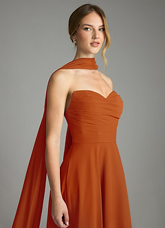 Azazie Ayla Abiti da Damigella Abito A-Line in Chiffon Scollo a Cuore Paprika image8