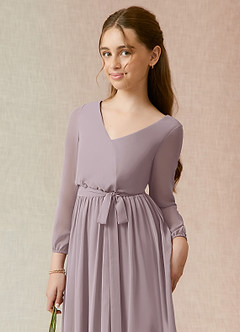 Azazie Angelica Junior Abito A-Line in Chiffon Plissettato Dusk image6