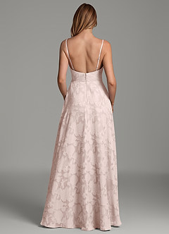 Azazie Sarella Bridesmaid Dresses Blushing Pink A-Line Pleated Floral Burnout Dress image6