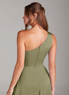 Azazie Brooke Suknie dla druhen Linia A Jedno ramię Satyna elastyczna Długość kostki Sukienka image2