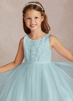 Azazie Calla Flower Girl Dresses Mist Ball-Gown Lace Tulle Dress image1