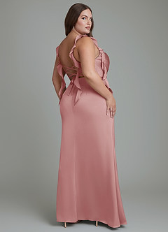 Azazie Jessamine Bridesmaid Dresses Dusty Rose Sheath Corset Stretch Satin Dress image9