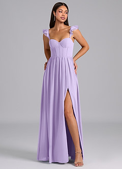 Azazie Denisse Bridesmaid Dresses Lilac A-Line Ruched Chiffon Dress image1