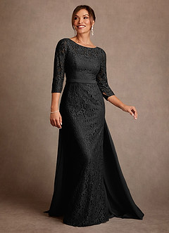 Azazie Van Buren Mother of the Bride Dresses Black Sheath Lace Dress image1